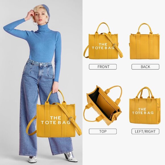 The Tote Bag for Women, Leather Yellow #782 - Picture 7 of 13